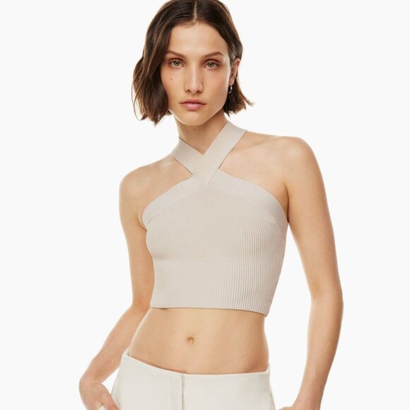 Aritzia Babaton Sculpt Knit Criss Cross Cropped Tank (Rich Mocha Brown) - Picture 6 of 8